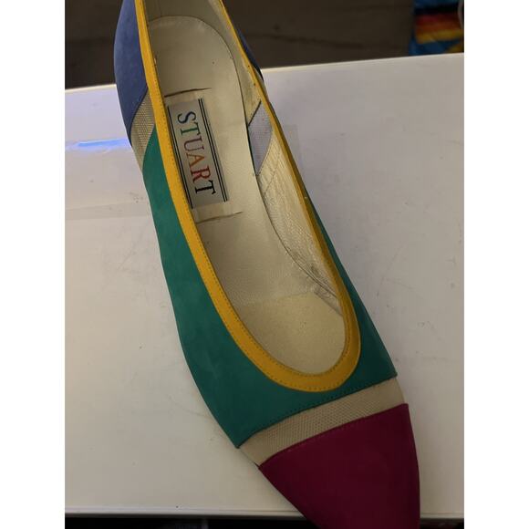 Stuart Weitzman Women's 8.5M Multicolor Suade Leather Pumps 3” Heel - Picture 3 of 15